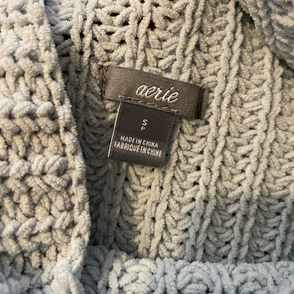 Aerie Light Blue Oversized Cowl Neck Chunky Knit Sweater- Size Small - Picture 6 of 10